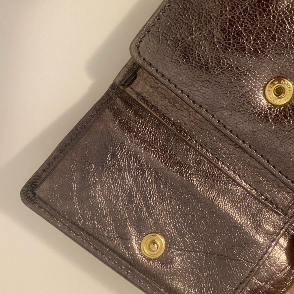 Carlos Falchi Rich Metallic Brown Leather Wallet - Picture 5 of 11